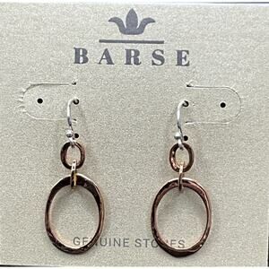 Barse Hammered Loop Earrings- Copper- NWT